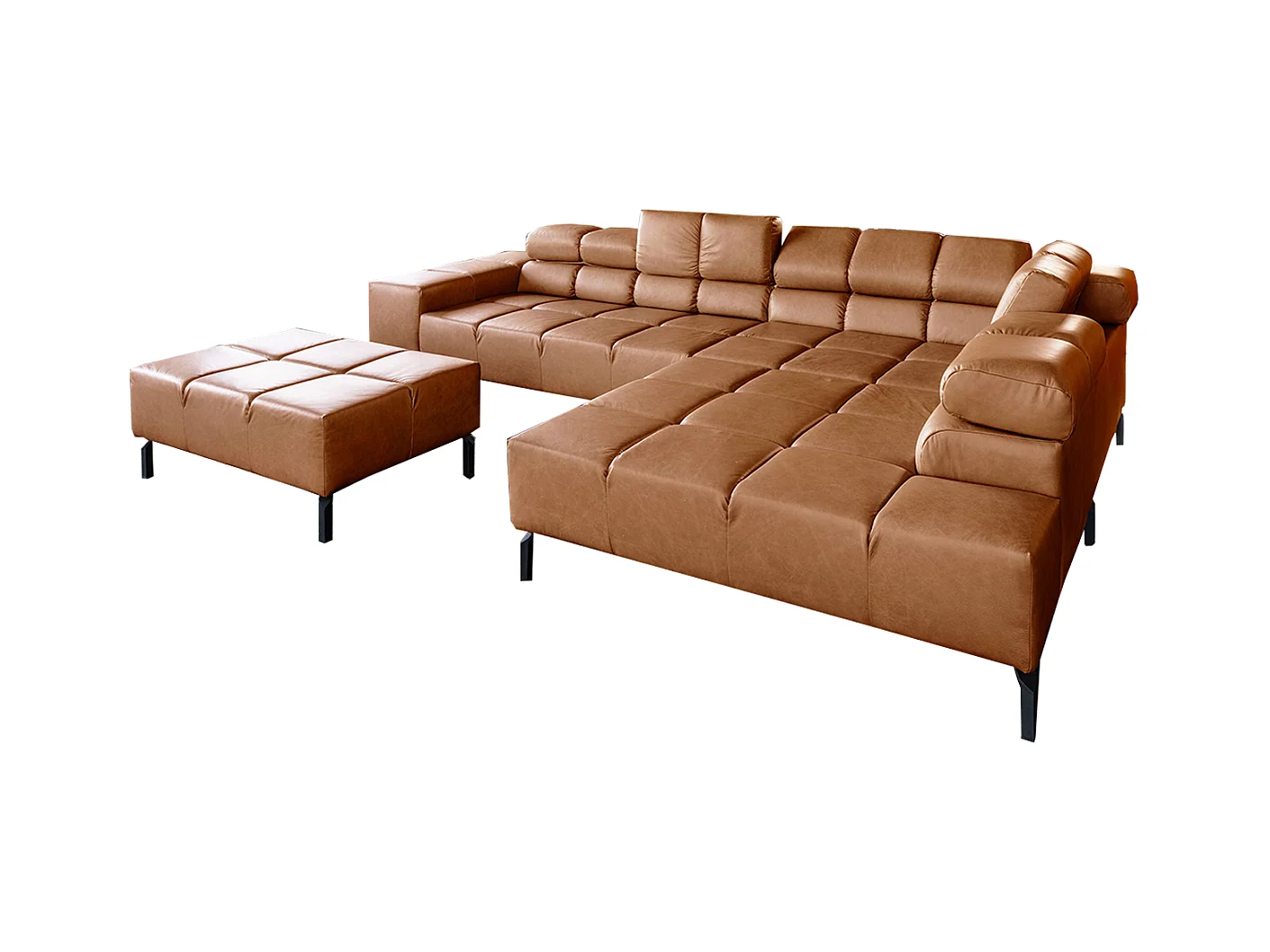 Ecksofa - Braun Leder - NELSON