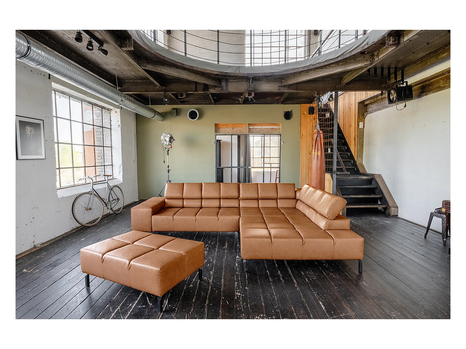 Ecksofa - Braun Leder - NELSON