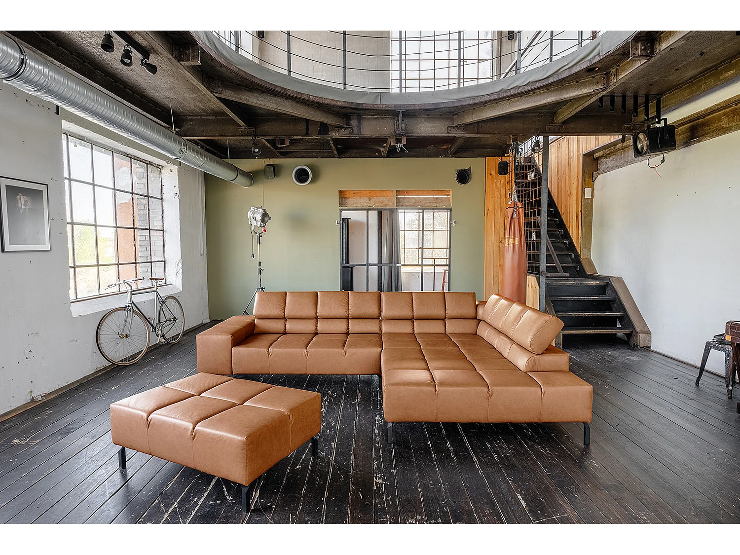 Ecksofa - Braun Leder - NELSON