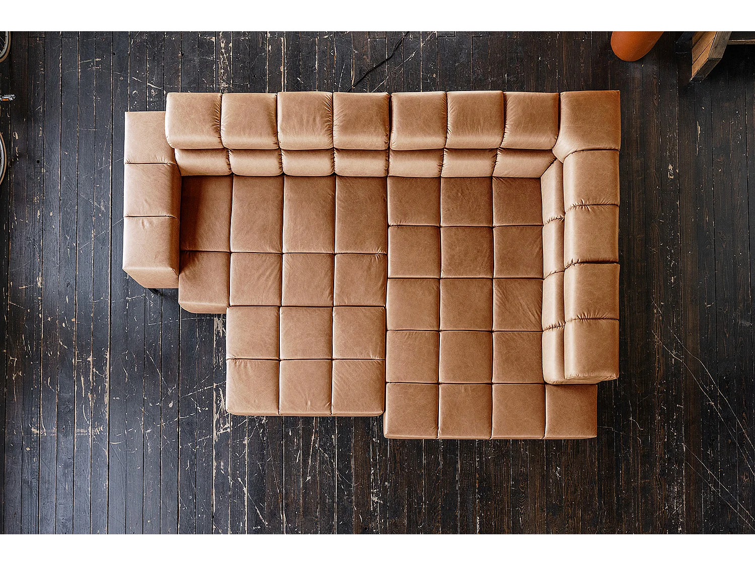 Canapé d'angle - marron cuir - NELSON