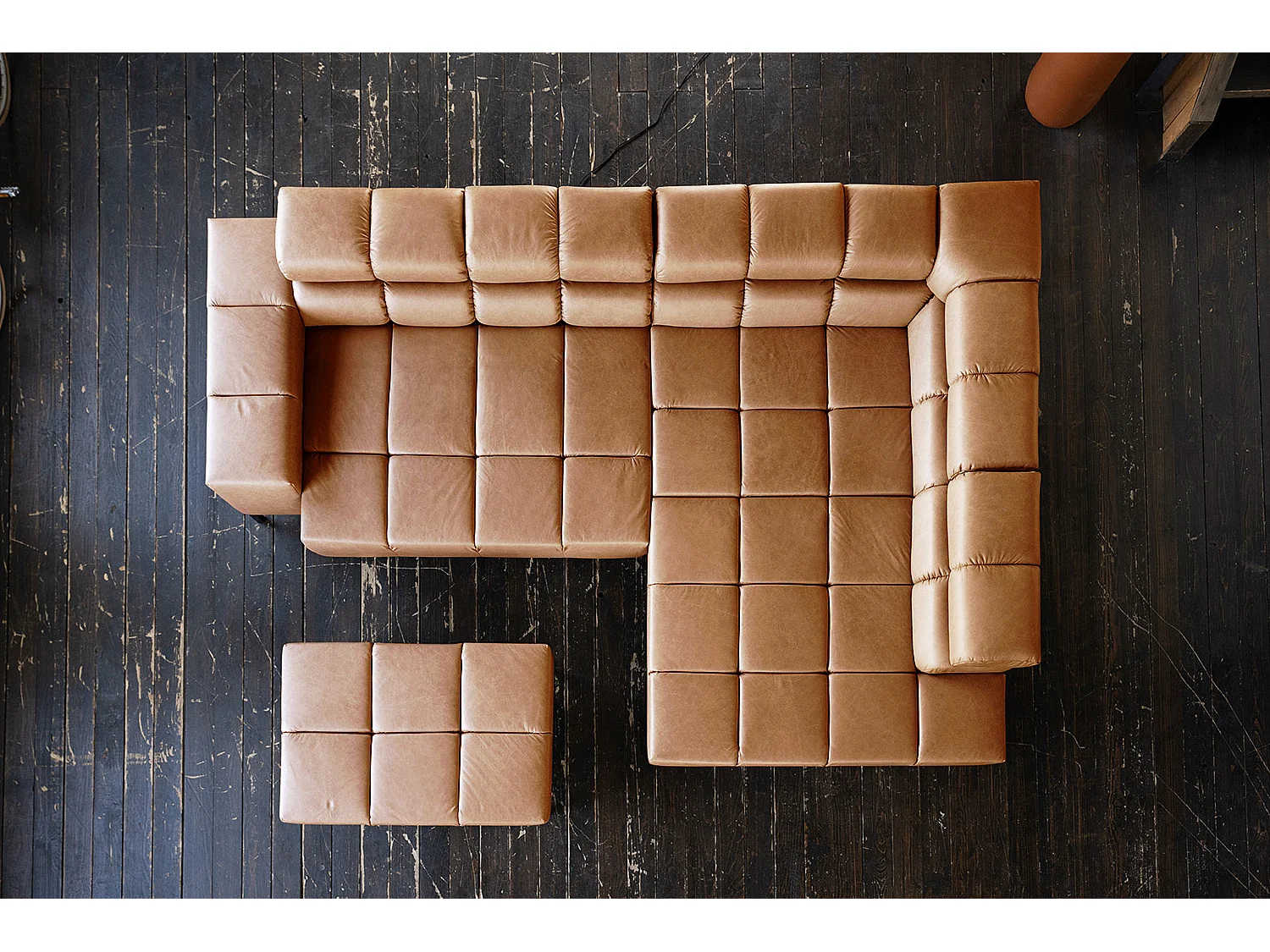 Canapé d'angle - marron cuir - NELSON