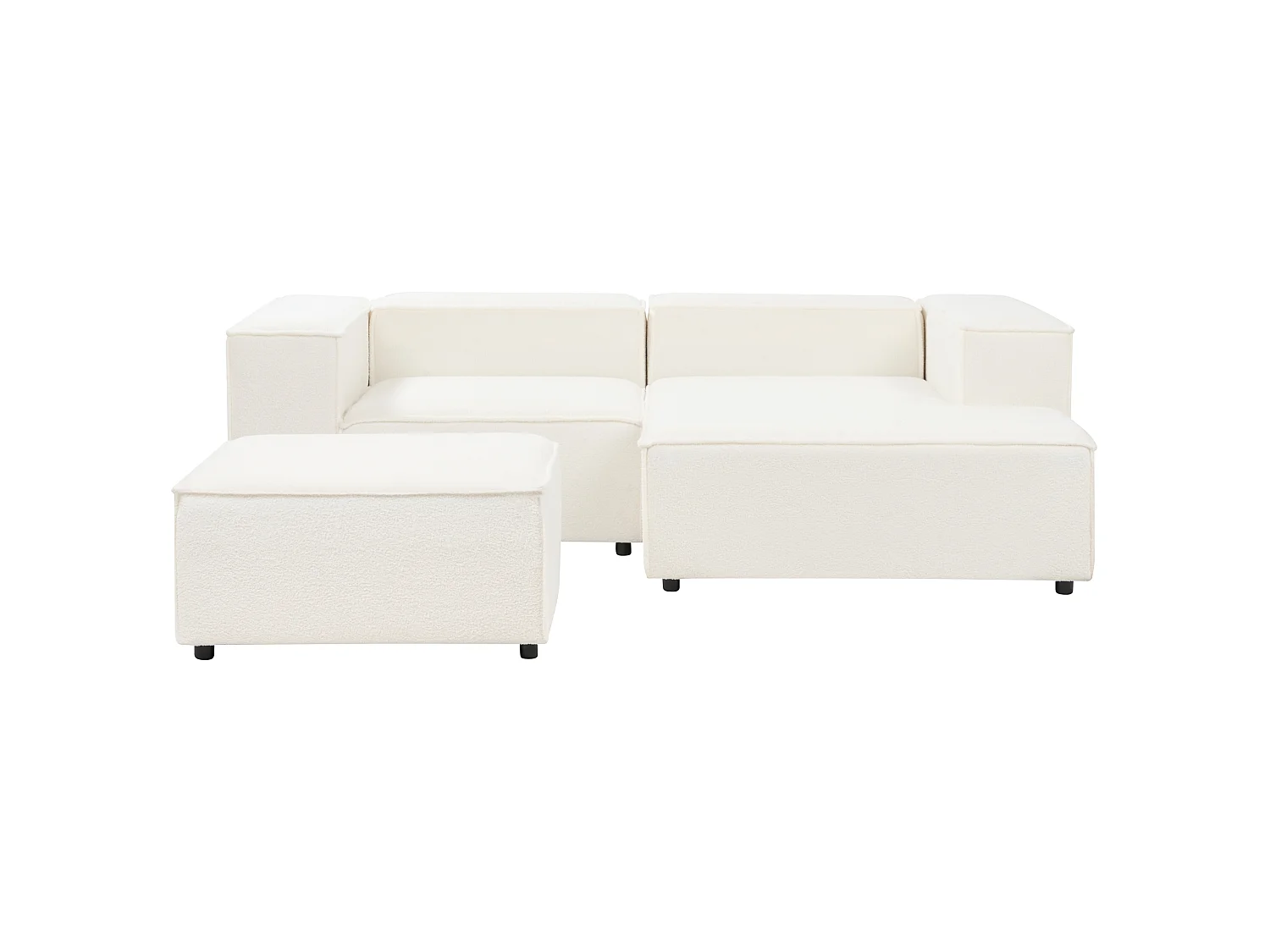 2-Sitzer Ecksofa Bouclé weiss linksseitig mit Ottomane APRICA