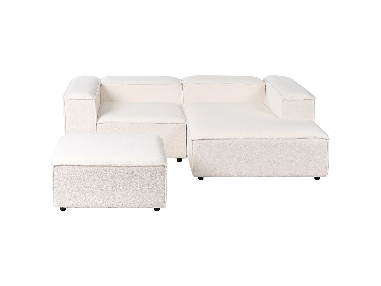 2-Sitzer Ecksofa Bouclé weiss linksseitig mit Ottomane APRICA