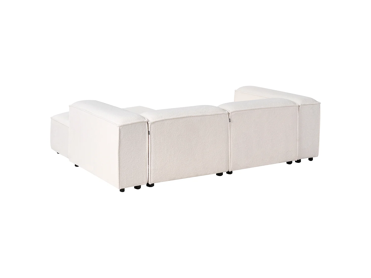 2-Sitzer Ecksofa Bouclé weiss linksseitig mit Ottomane APRICA