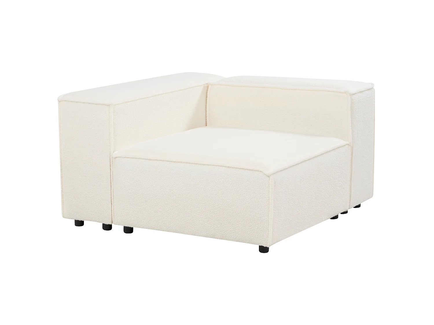 2-Sitzer Ecksofa Bouclé weiss linksseitig mit Ottomane APRICA