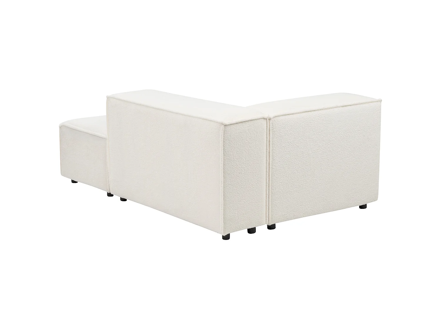 2-Sitzer Ecksofa Bouclé weiss linksseitig mit Ottomane APRICA