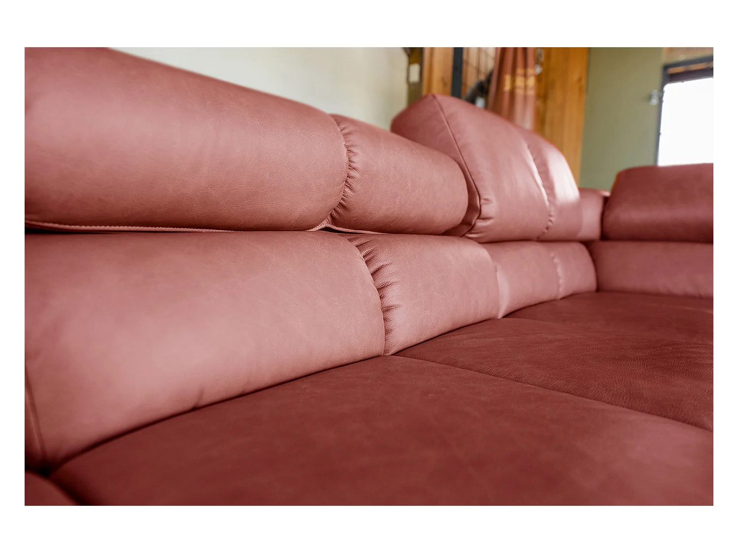 Ecksofa - Rot Leder - NELSON