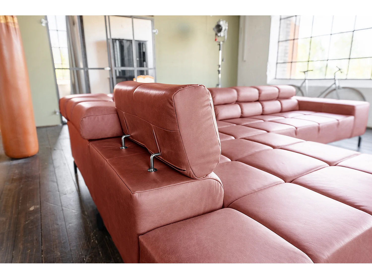 Ecksofa - Rot Leder - NELSON