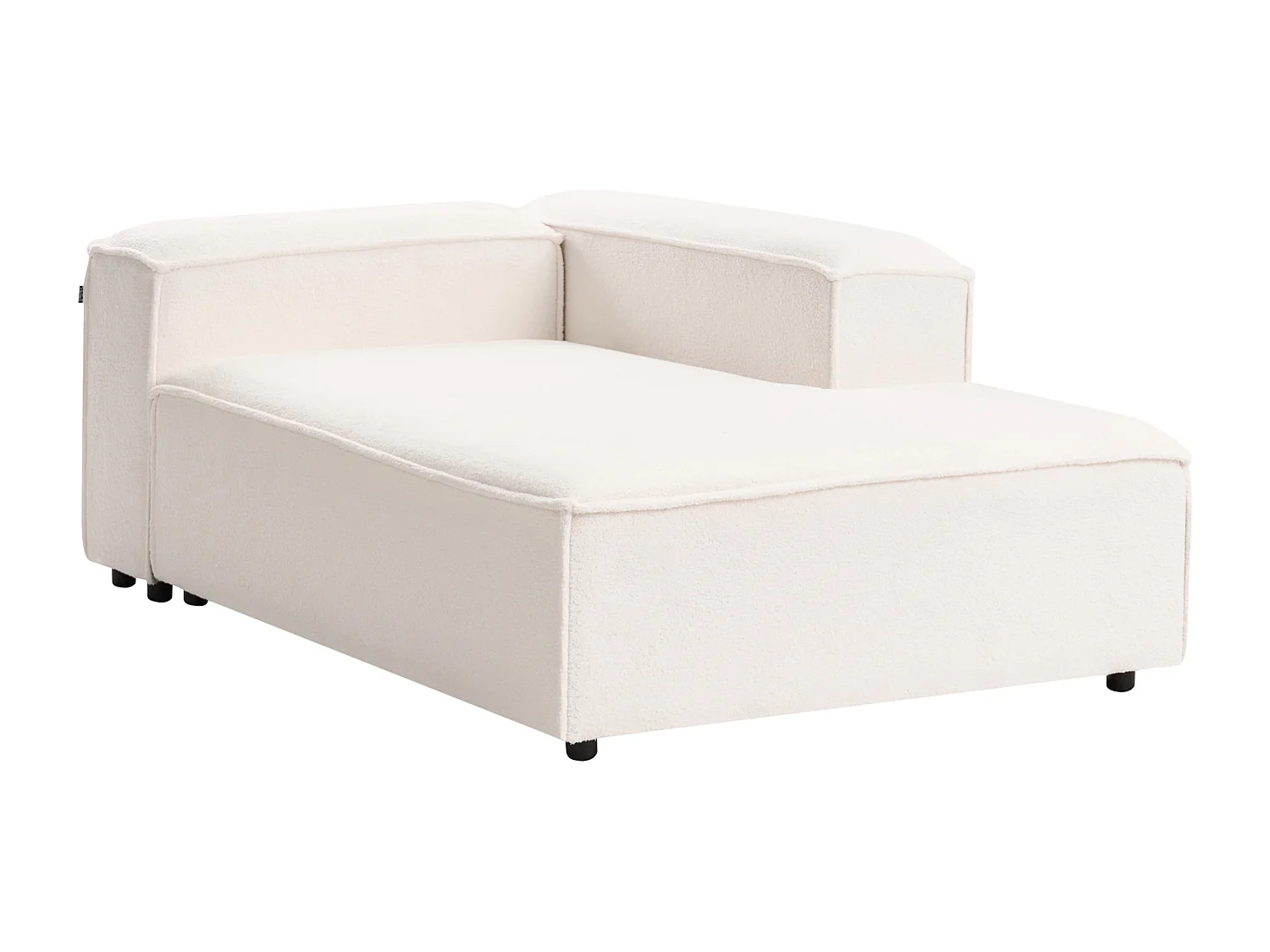 Canapé d\'angle modulable 5 places ARDAL Bouclé Blanc cassé Côté droit