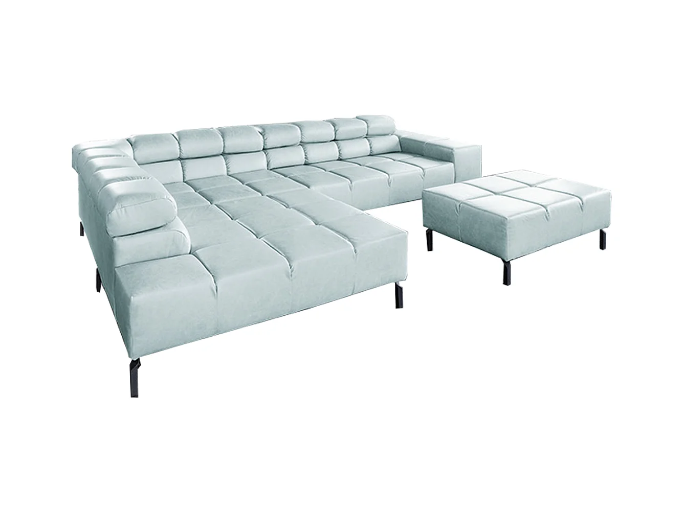 Canapé d'angle - bleu clair cuir - NELSON