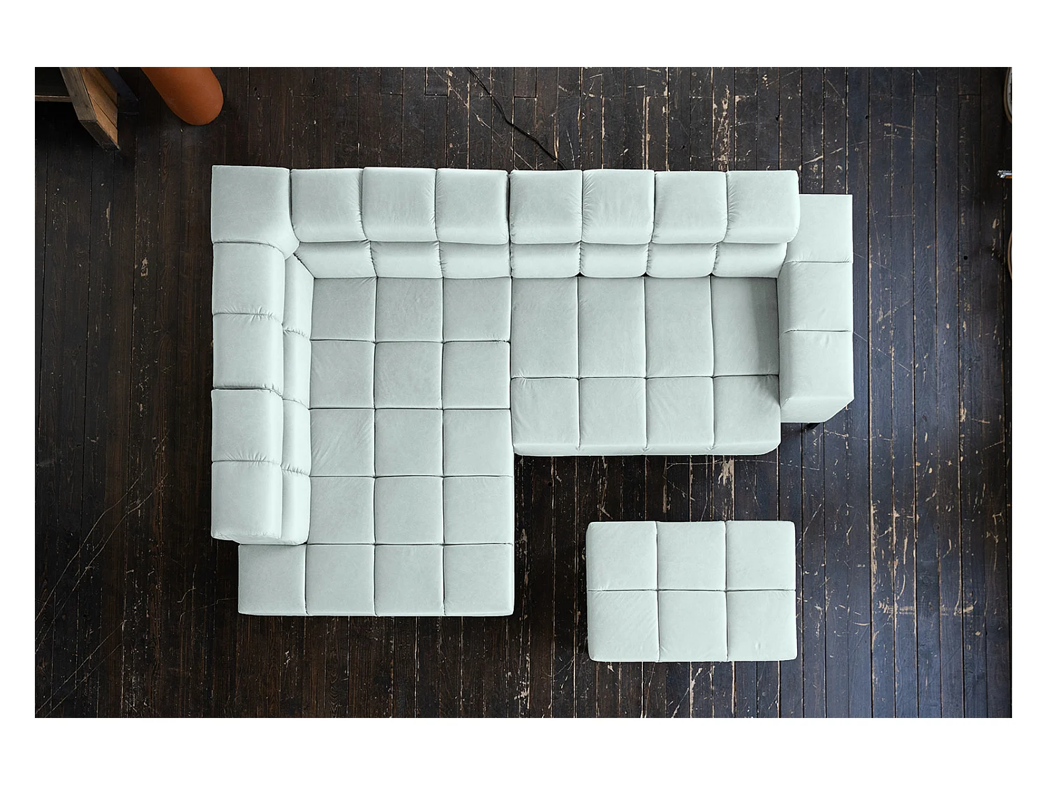 Canapé d'angle - bleu clair cuir - NELSON