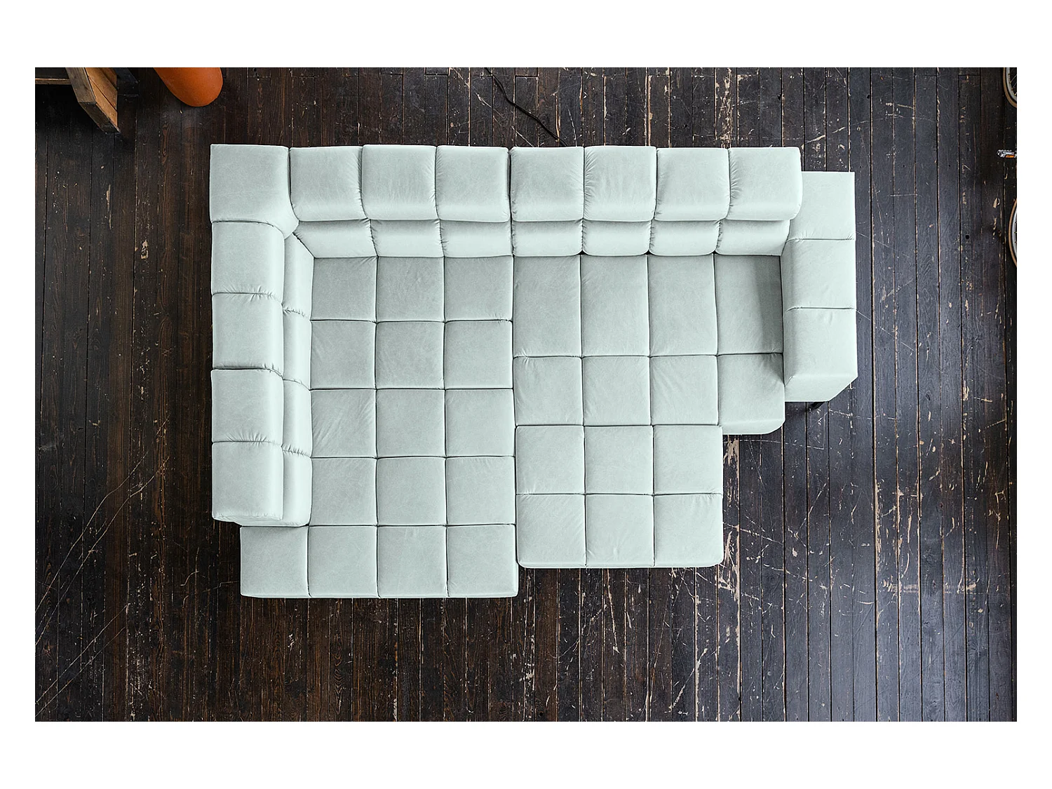 Canapé d'angle - bleu clair cuir - NELSON