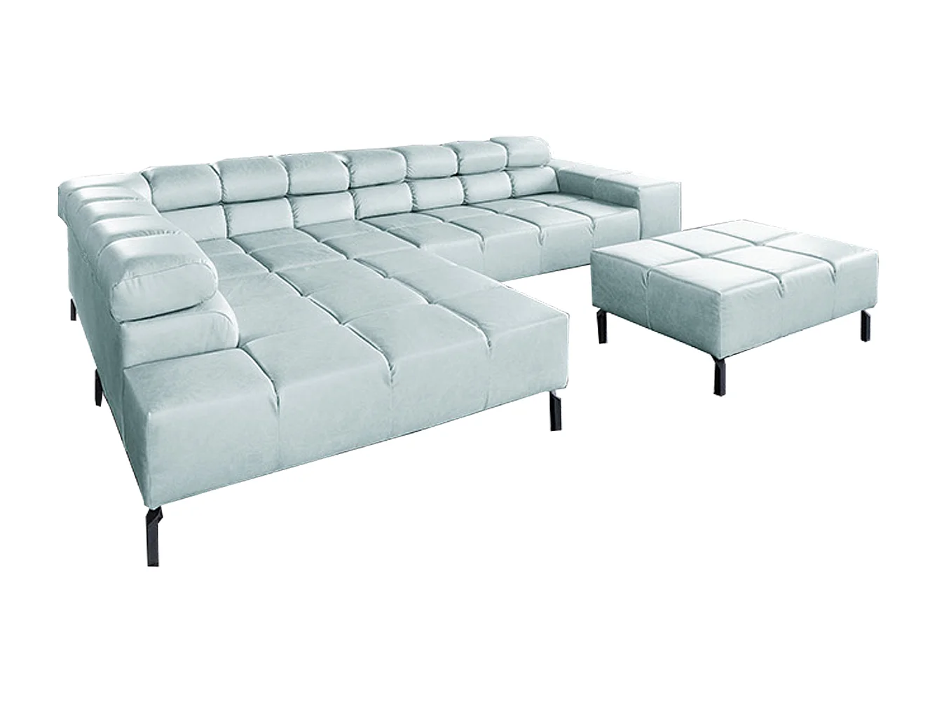 Ecksofa - Hellblau Leder - NELSON
