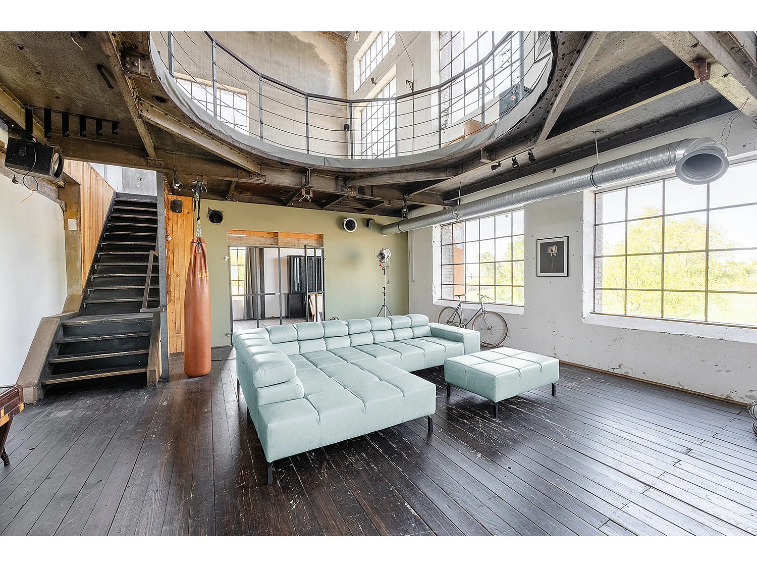 Ecksofa - Hellblau Leder - NELSON