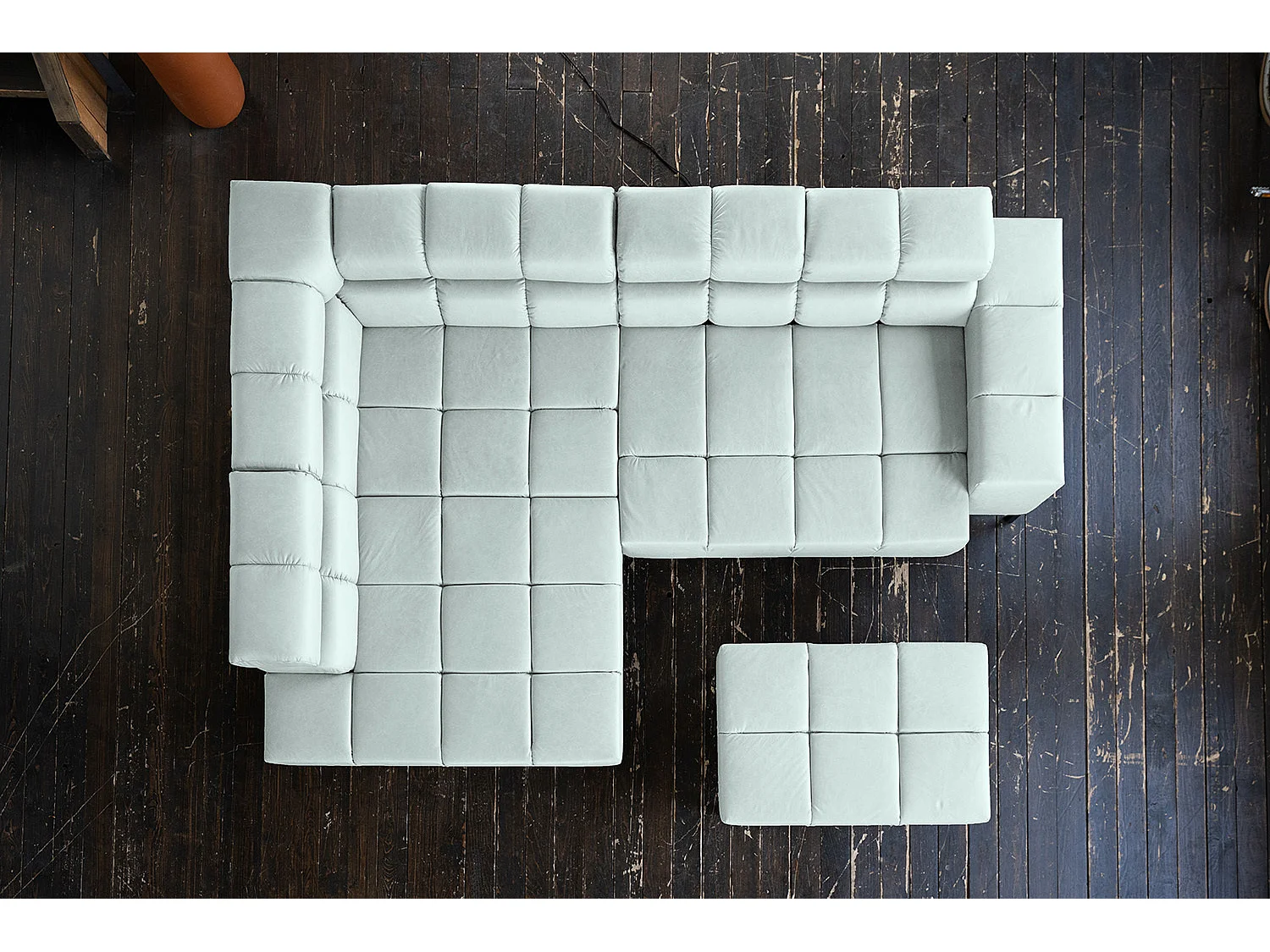 Ecksofa - Hellblau Leder - NELSON