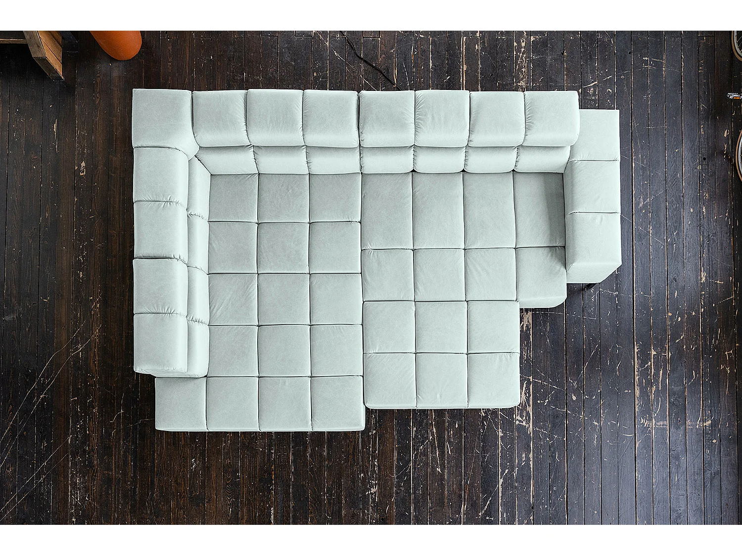 Ecksofa - Hellblau Leder - NELSON