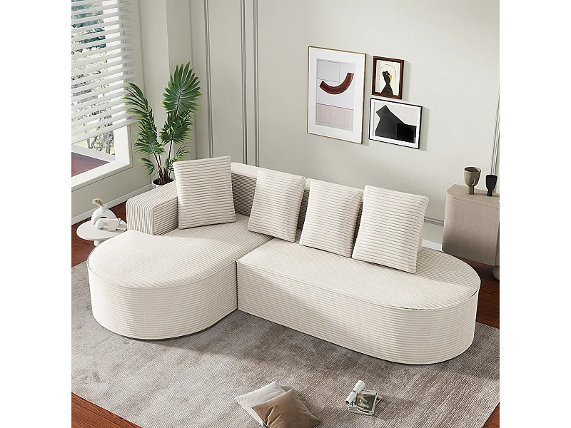 Modulaire hoekbankcombinatie met L-vormige ligstoelen Cloud, moderne diepe zittingen, bank met schuimvulling zonder montage in wit