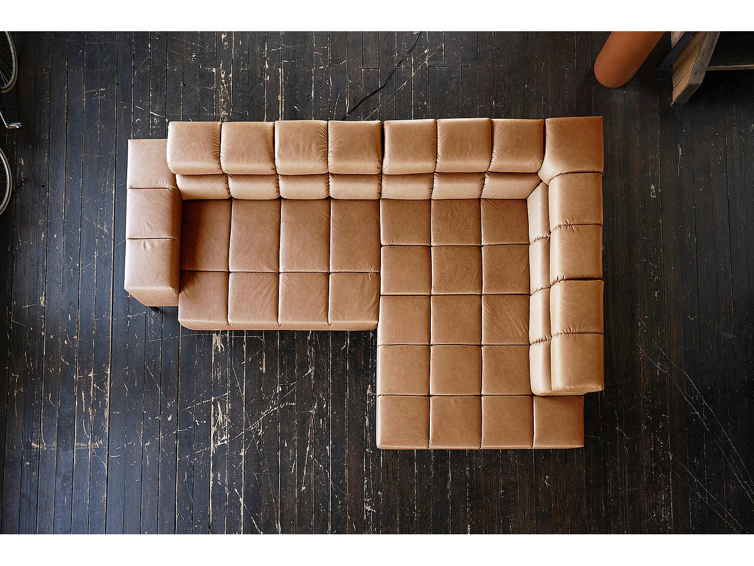 Canapé d'angle - marron cuir - NELSON