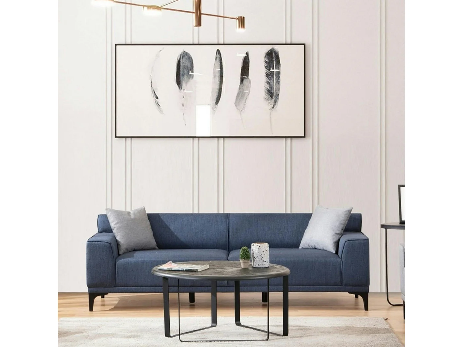 Canapé 3 places bleu - accoudoirs larges ORSAY