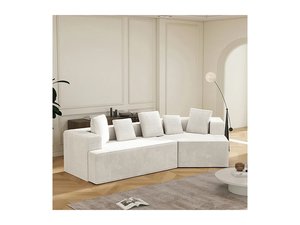 Canapé 3 places en tissu avec nuages Canapé combiné canapé modulaire emballage entièrement compressé sans montage blanc