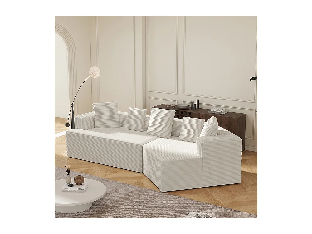 Canapé 3 places en tissu avec nuages Canapé combiné canapé modulaire emballage entièrement compressé sans montage blanc