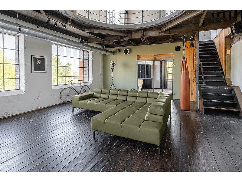 Sofá esquinero - Verde piel - NELSON