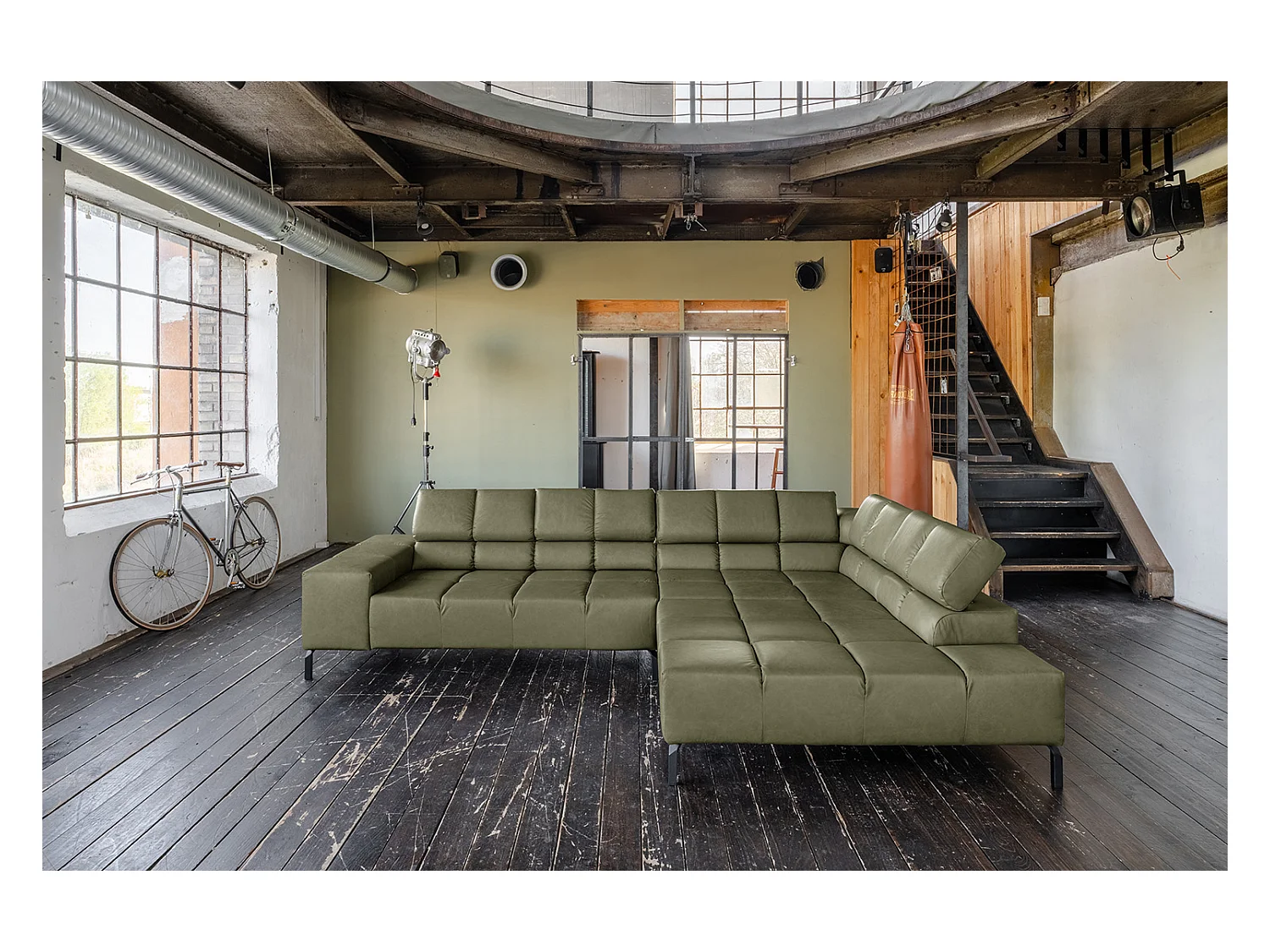 Ecksofa - Grün Leder - NELSON