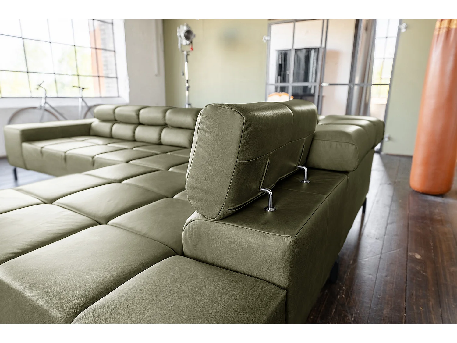 Ecksofa - Grün Leder - NELSON