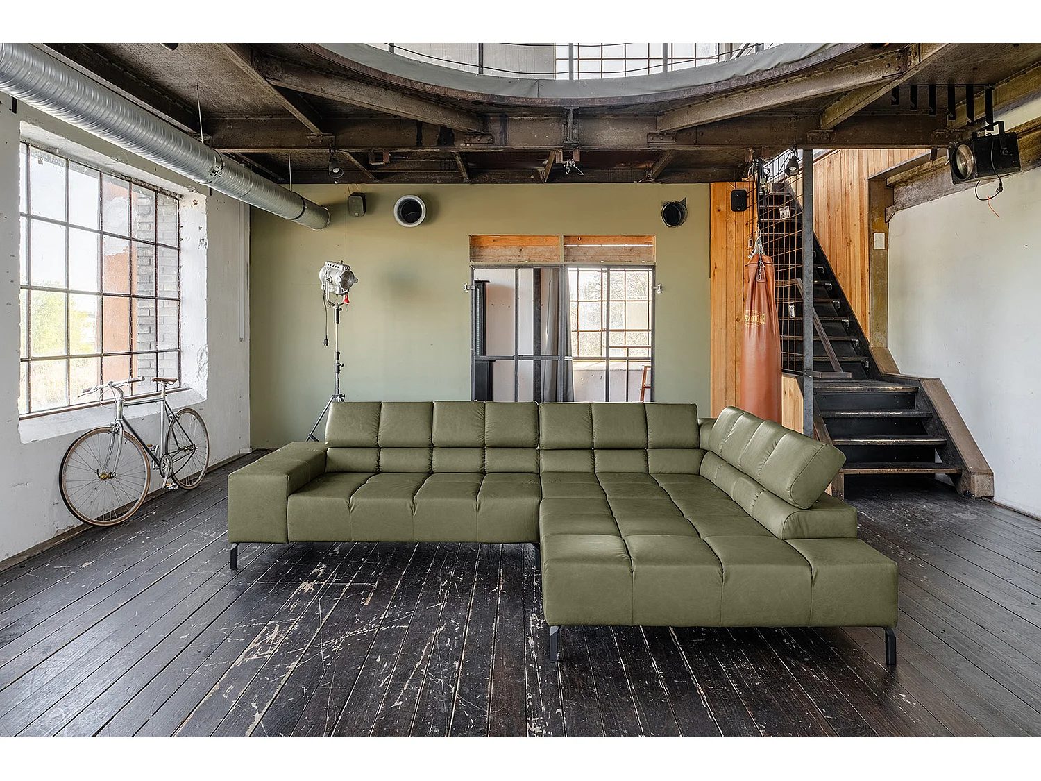 Ecksofa - Grün Leder - NELSON