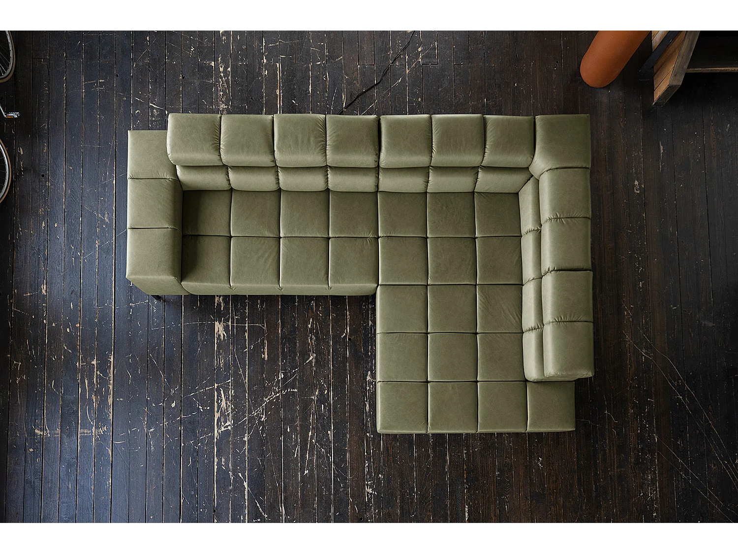 Ecksofa - Grün Leder - NELSON