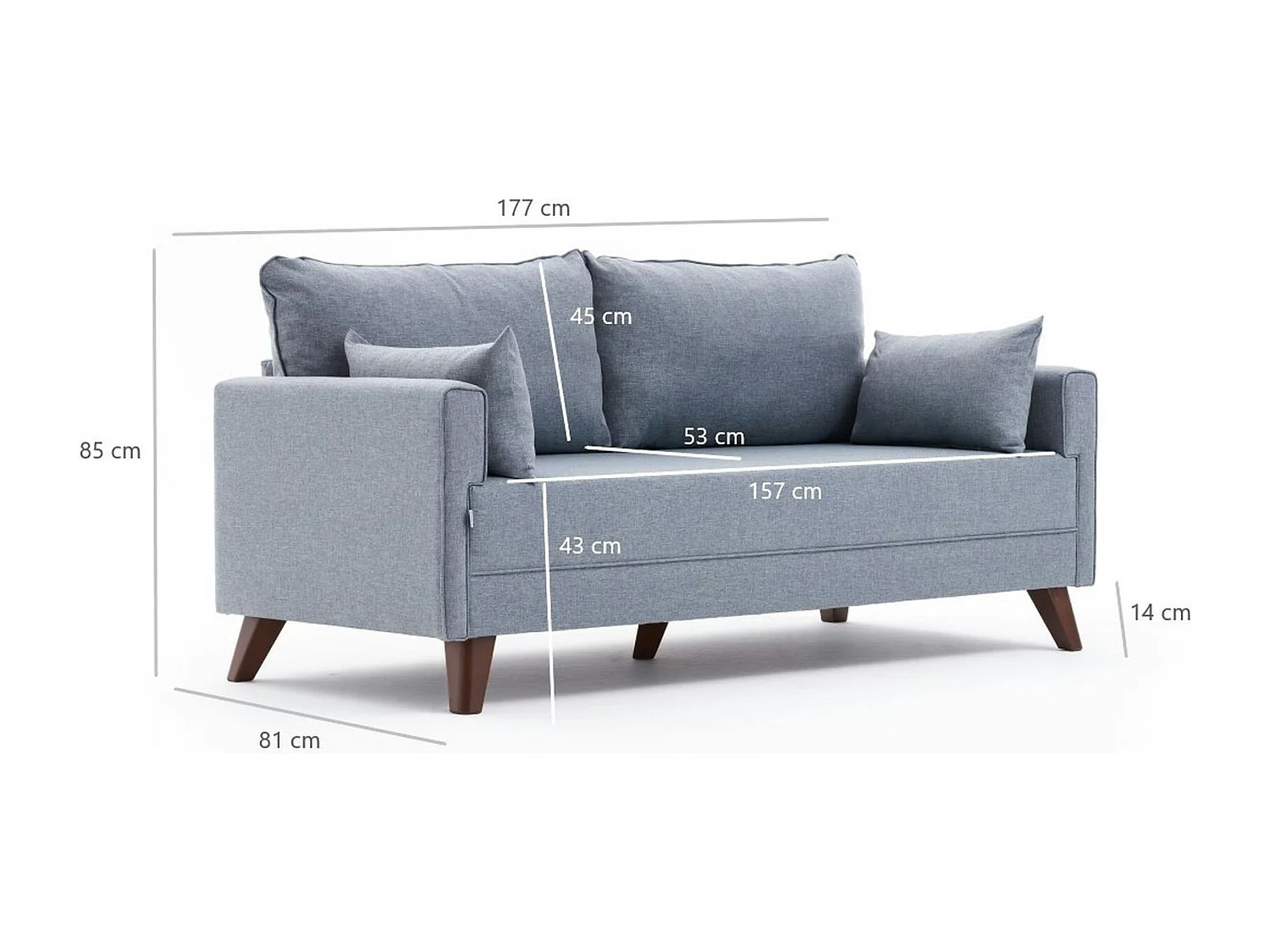 Canapé 2 places bleu gris - dos droit SPLIT