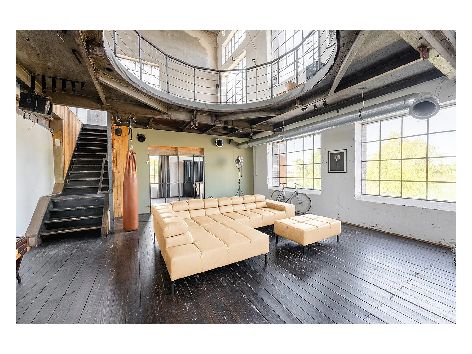 Canapé d'angle - beige cuir - NELSON