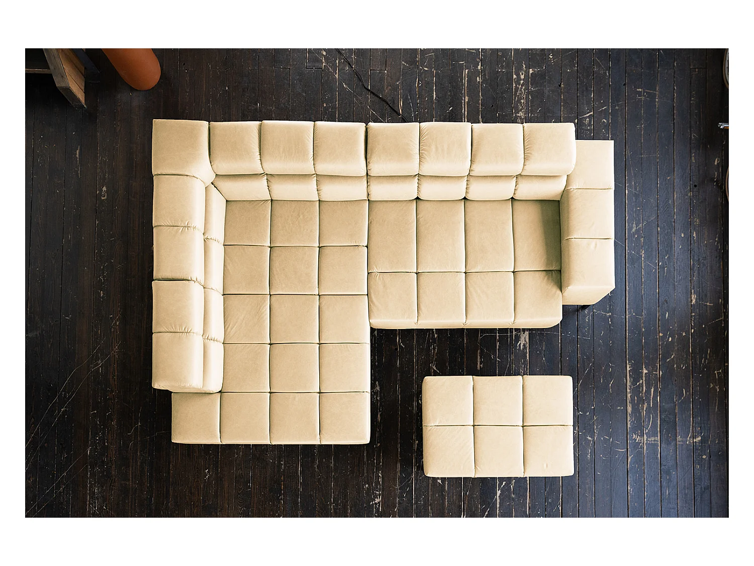 Canapé d'angle - beige cuir - NELSON