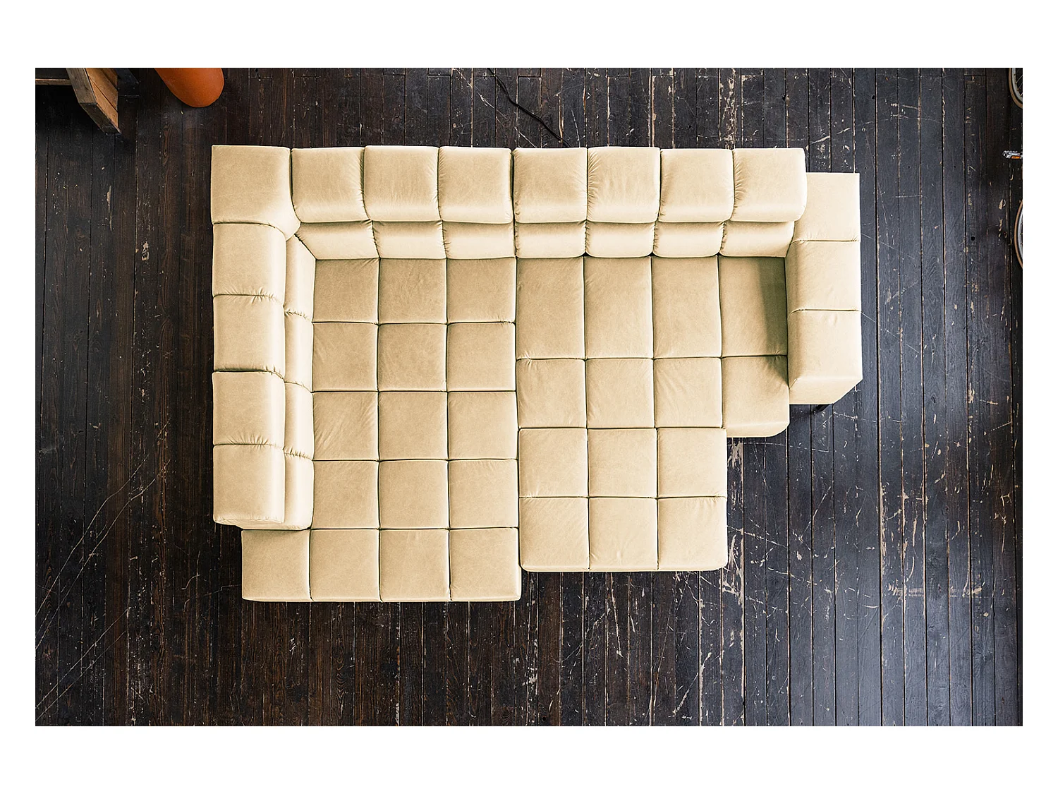 Canapé d'angle - beige cuir - NELSON