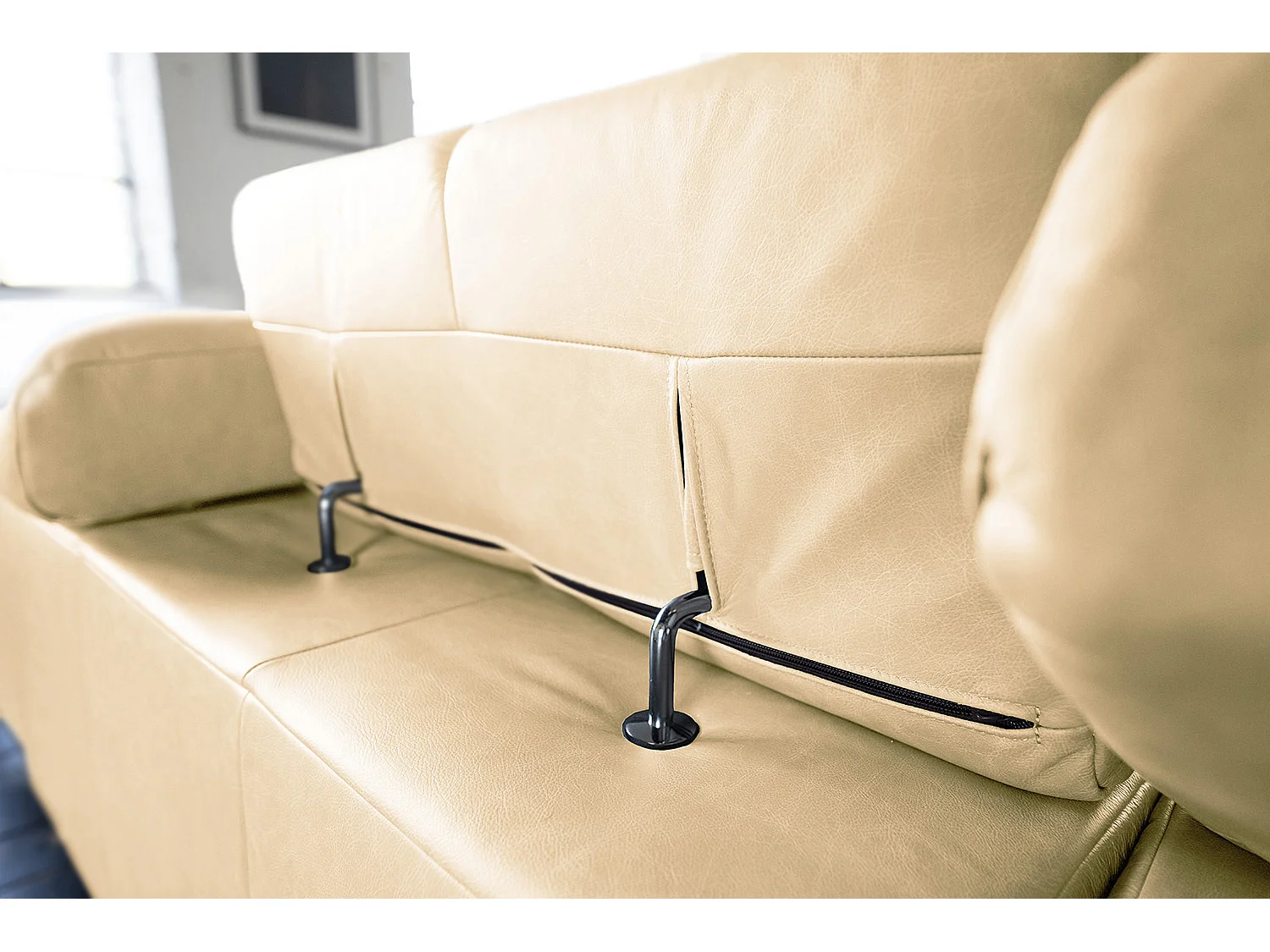 Ecksofa - Beige Leder - NELSON