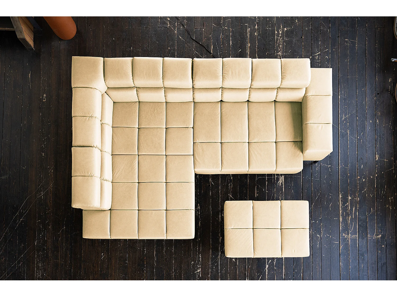 Canapé d'angle - beige cuir - NELSON