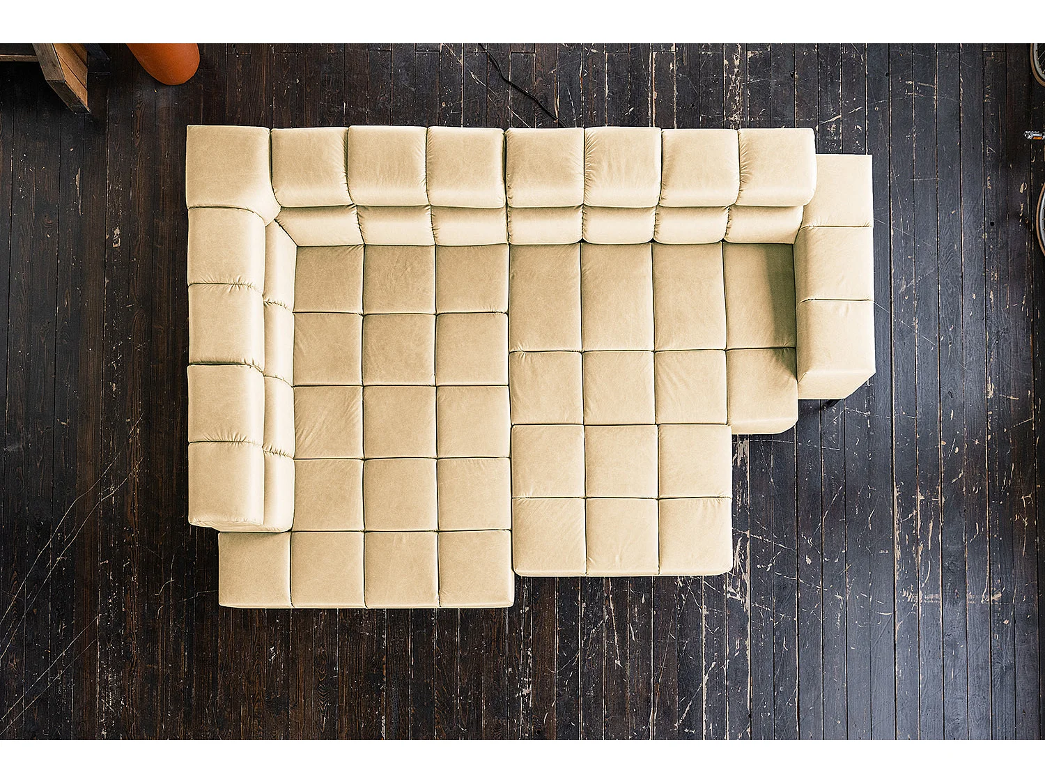Canapé d'angle - beige cuir - NELSON