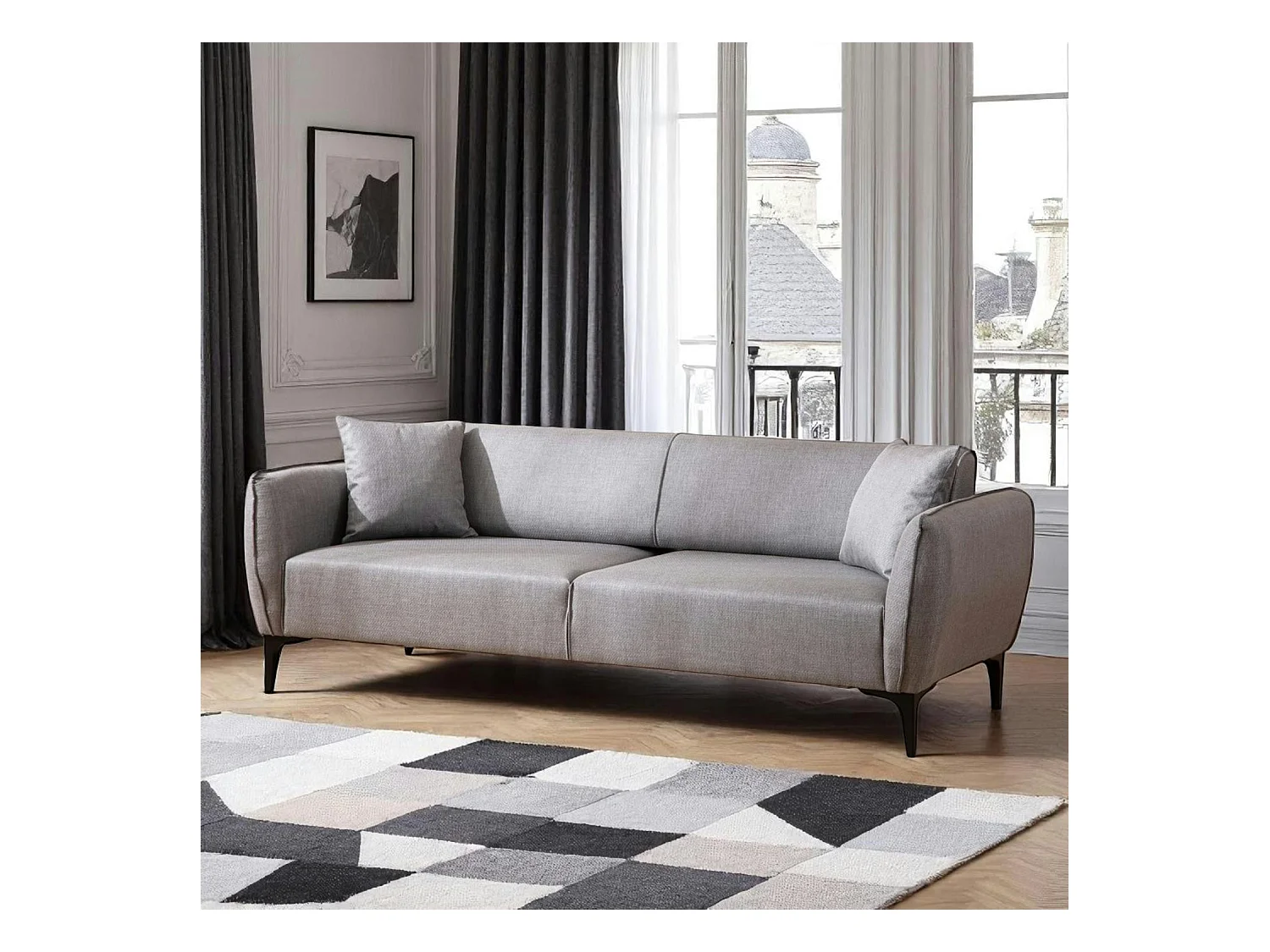 Canapé 3 places gris clair - couture déco VILNIUS