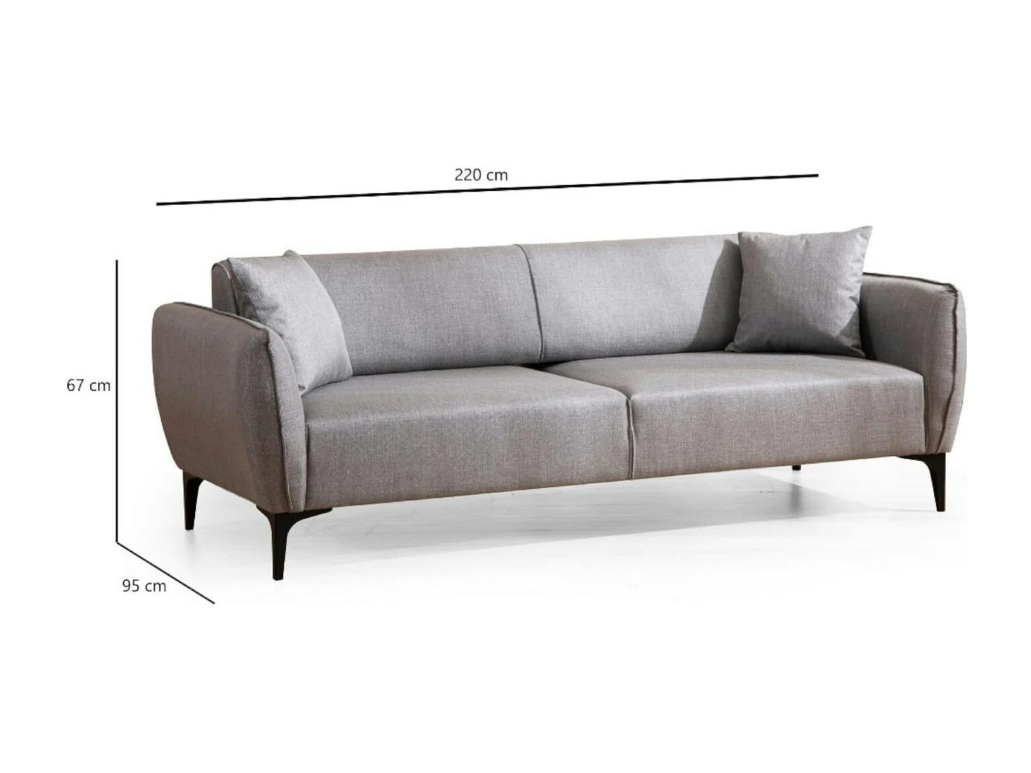 Canapé 3 places gris clair - couture déco VILNIUS