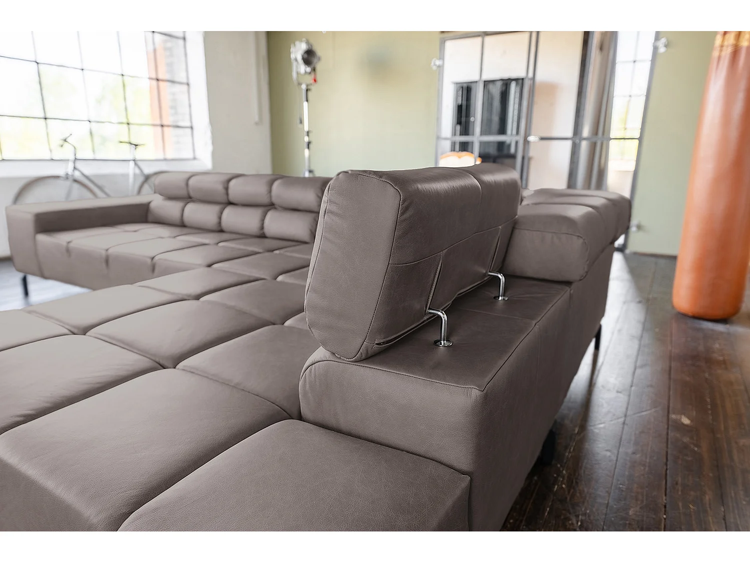 Ecksofa - Dunkelbraun Leder - NELSON