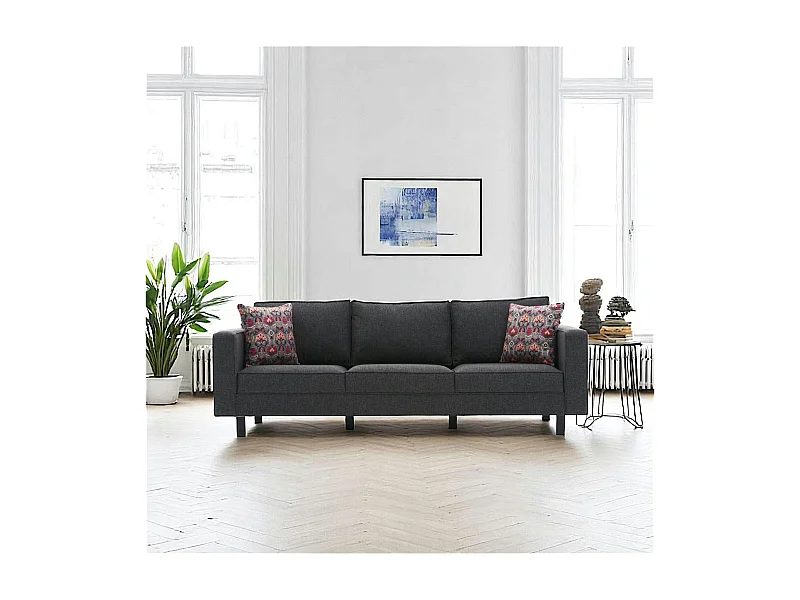 Canapé 3 places anthracite - pieds droits CORTONA