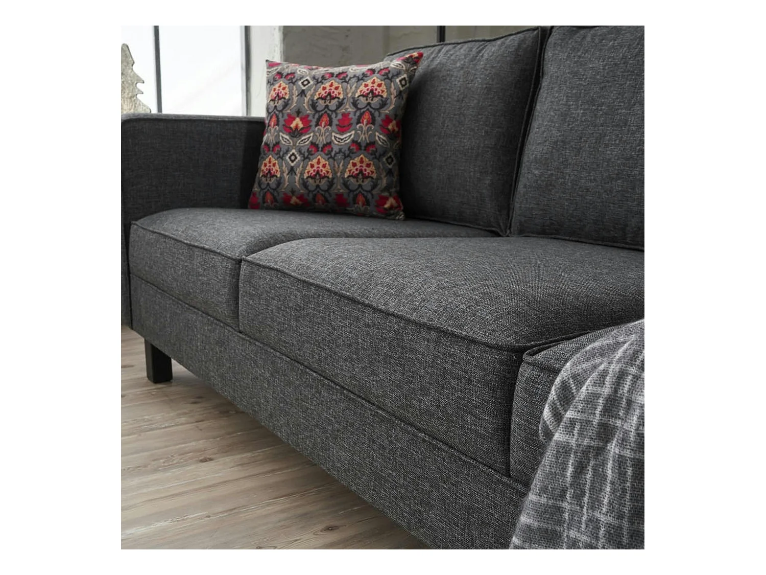 Canapé 3 places anthracite - pieds droits CORTONA