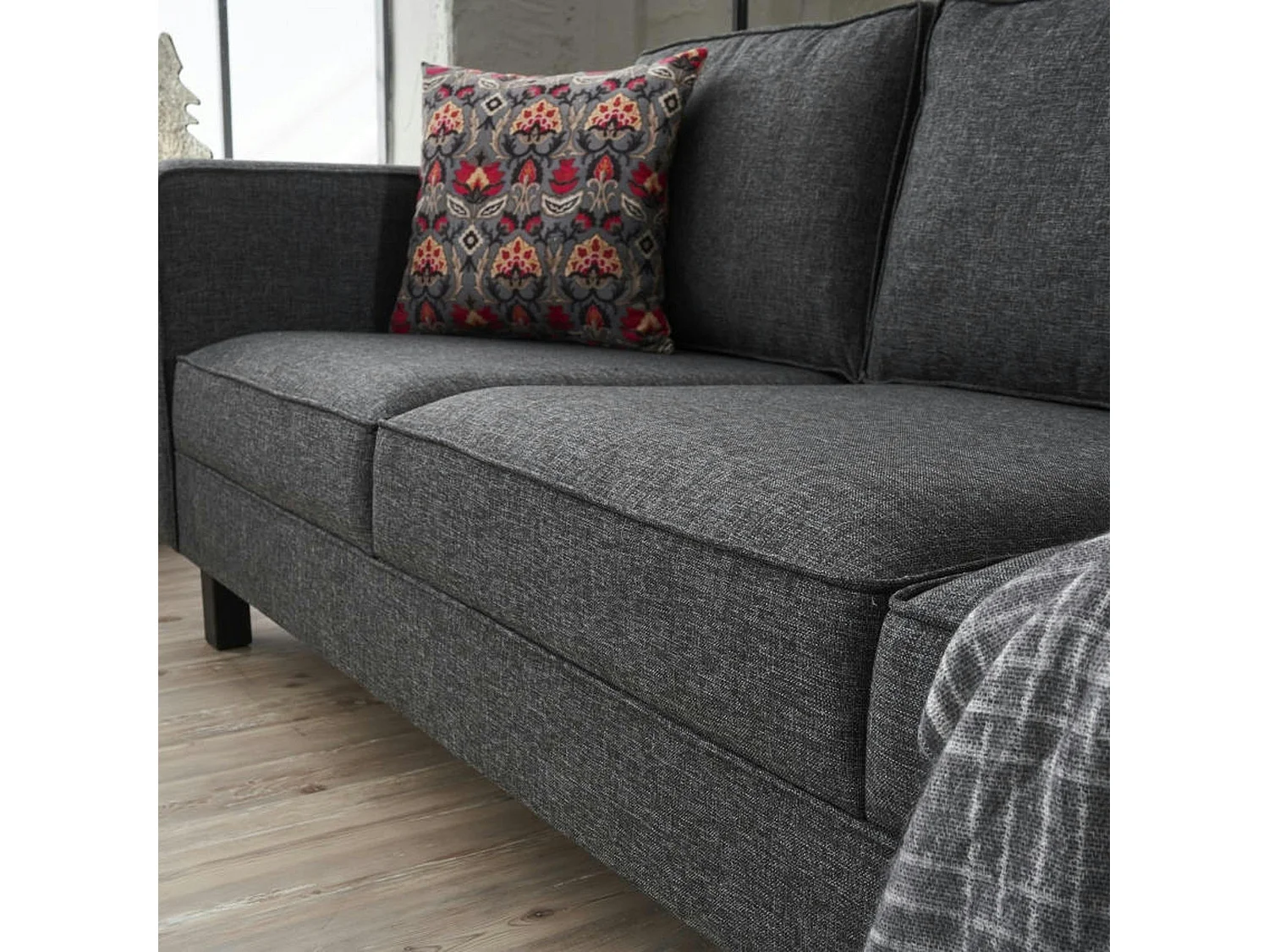 Canapé 3 places anthracite - pieds droits CORTONA