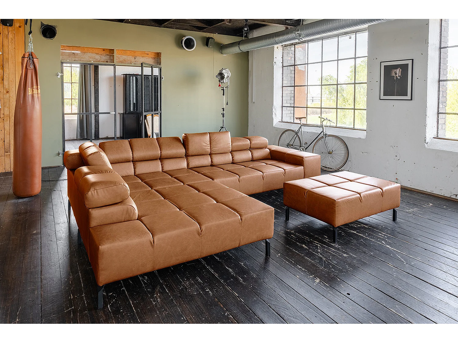 Ecksofa - Braun Leder - NELSON