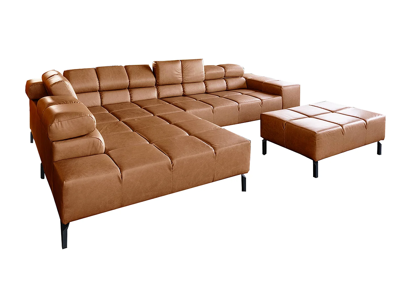 Ecksofa - Braun Leder - NELSON