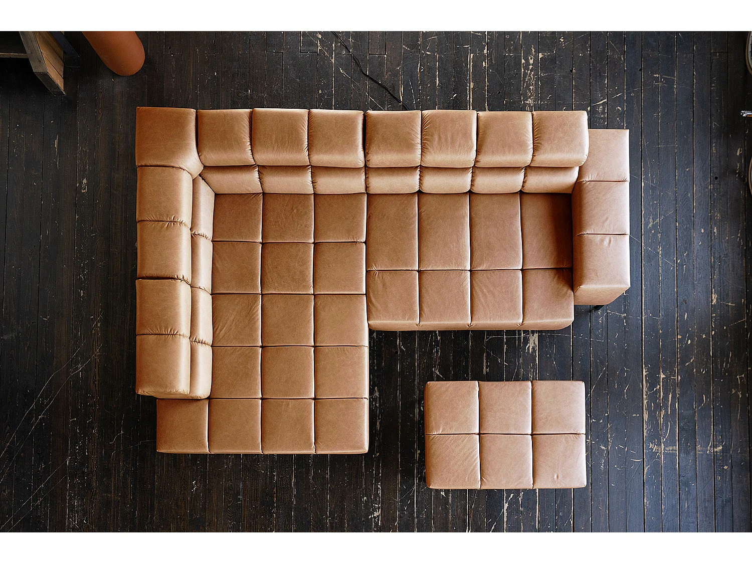 Canapé d'angle - marron cuir - NELSON