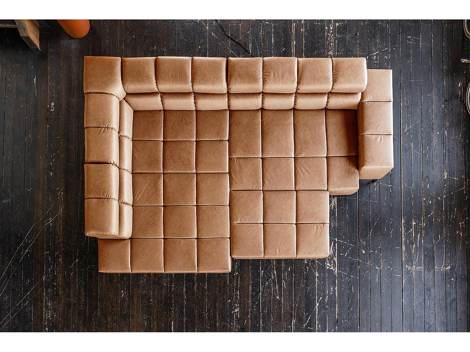 Canapé d'angle - marron cuir - NELSON