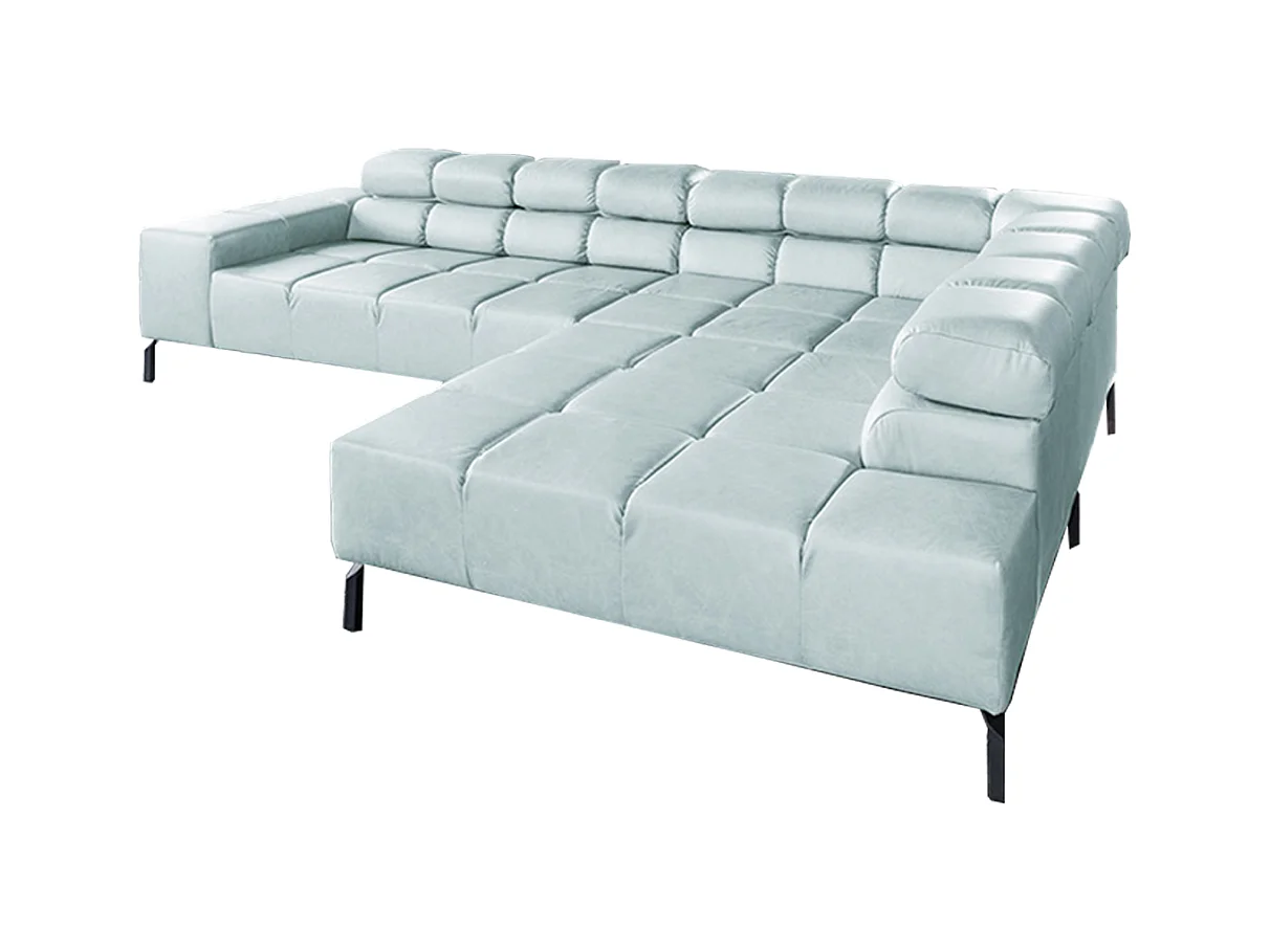 Canapé d'angle - bleu clair cuir - NELSON