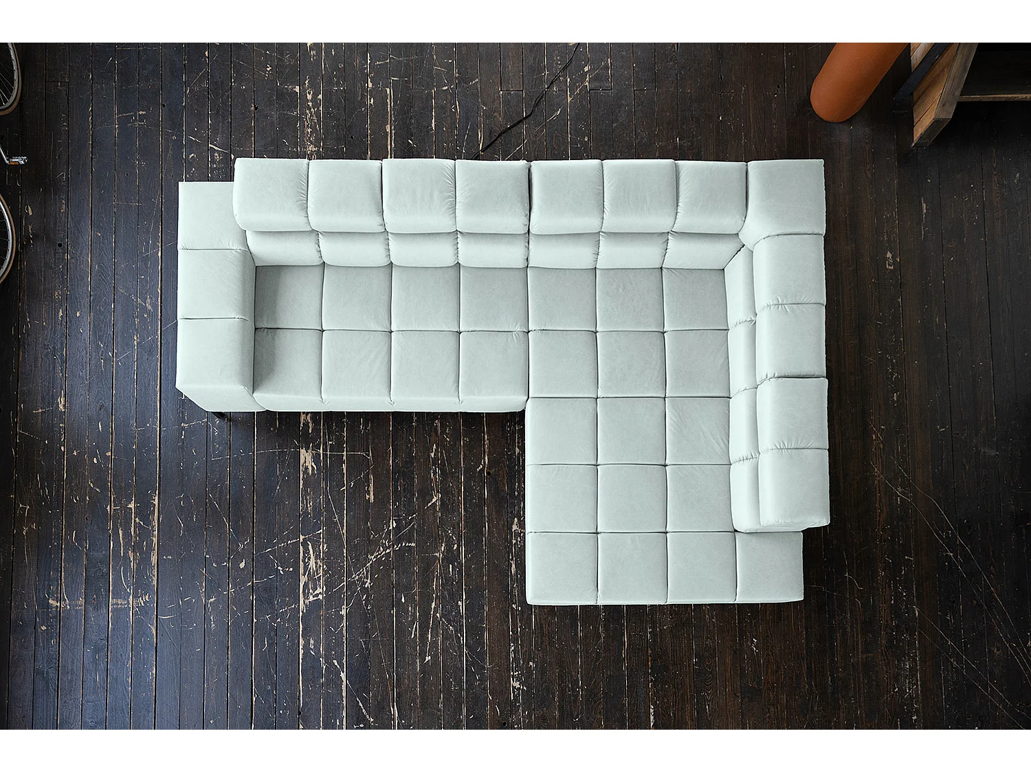 Ecksofa - Hellblau Leder - NELSON