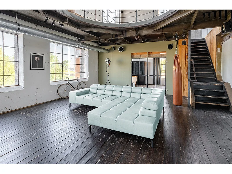 Ecksofa - Hellblau Leder - NELSON